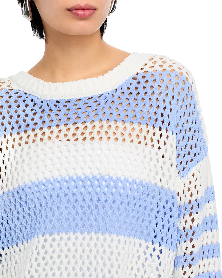 Bahama Blue Striped Knit Netted Sweater