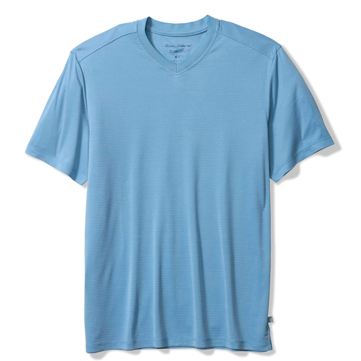 Bay Stripe V-Neck T-Shirt in Vacation Blue