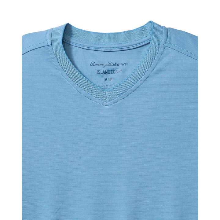 Bay Stripe V-Neck T-Shirt in Vacation Blue
