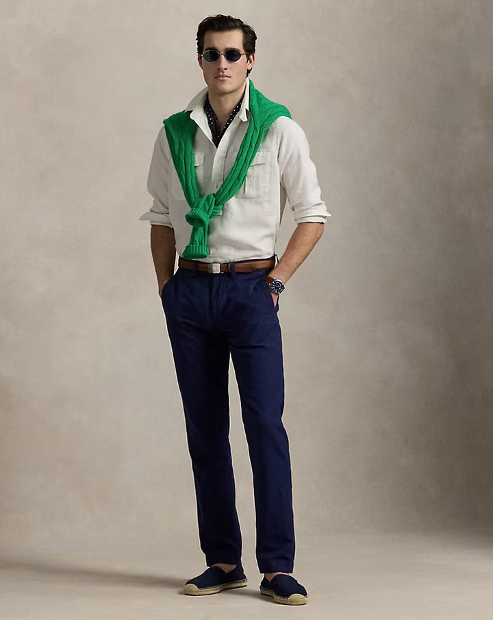 Bedford Straight Fit Linen-Cotton Pant