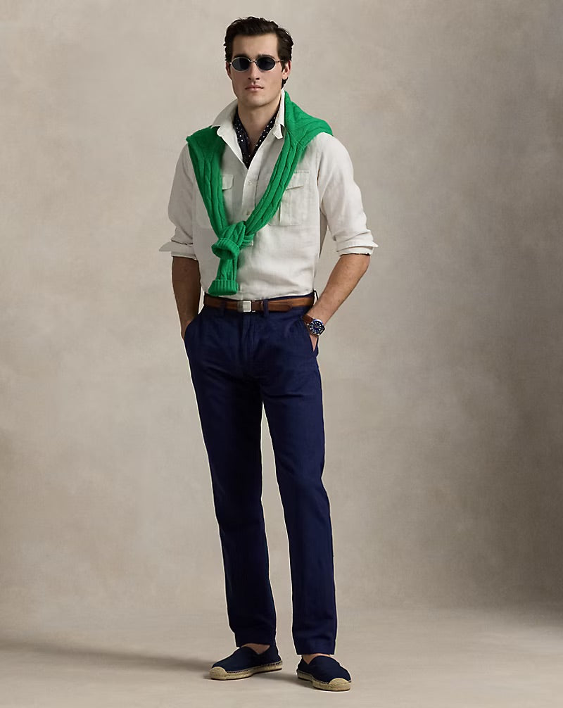 Bedford Straight Fit Linen-Cotton Pant