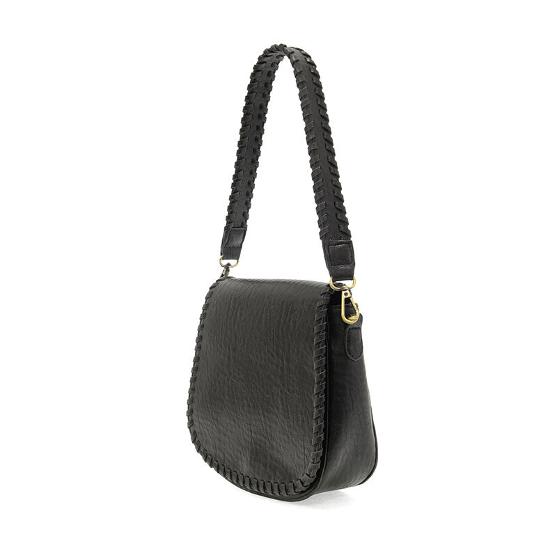 Black Anne WhipStitch Saddle Crossbody