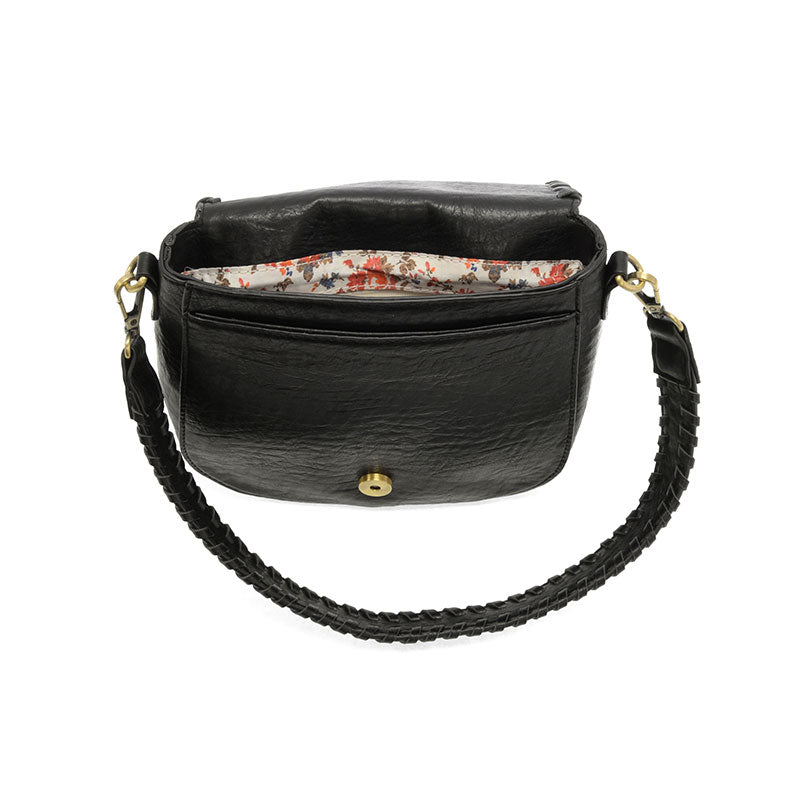 Black Anne WhipStitch Saddle Crossbody