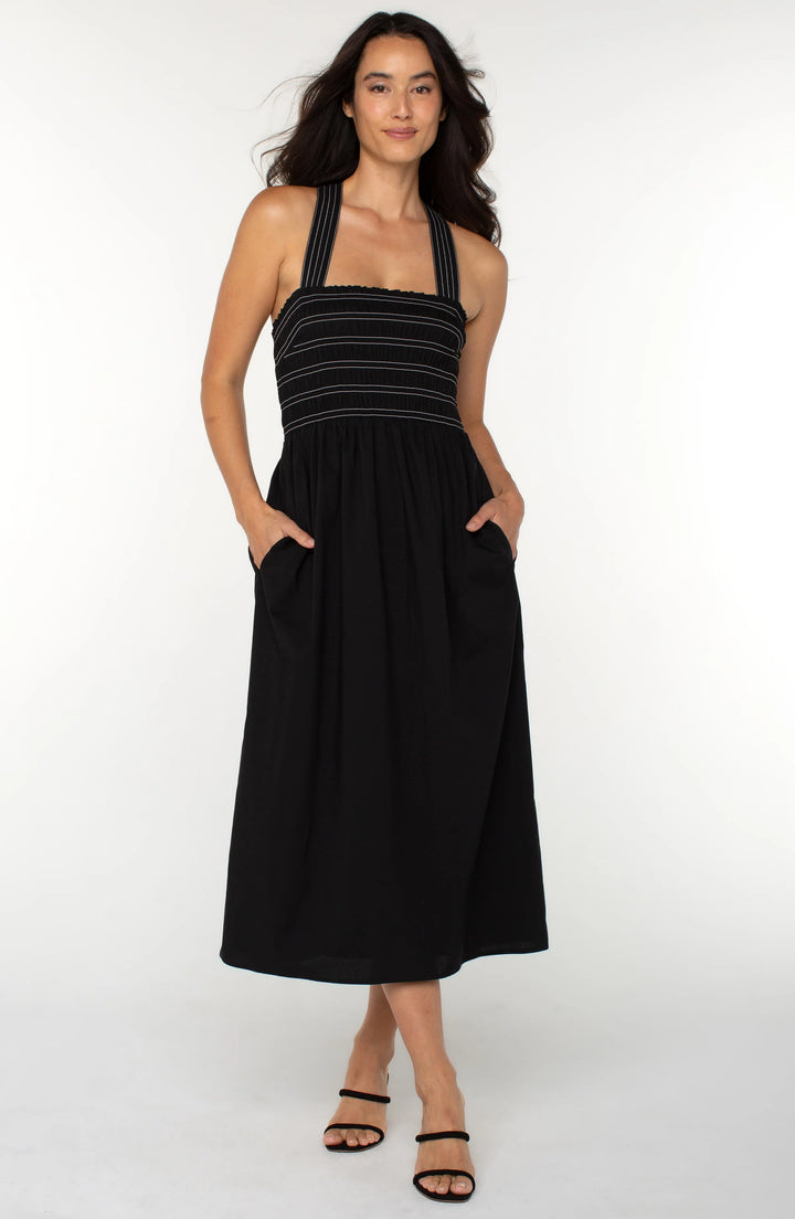 Black Sleeveless Midi Dress