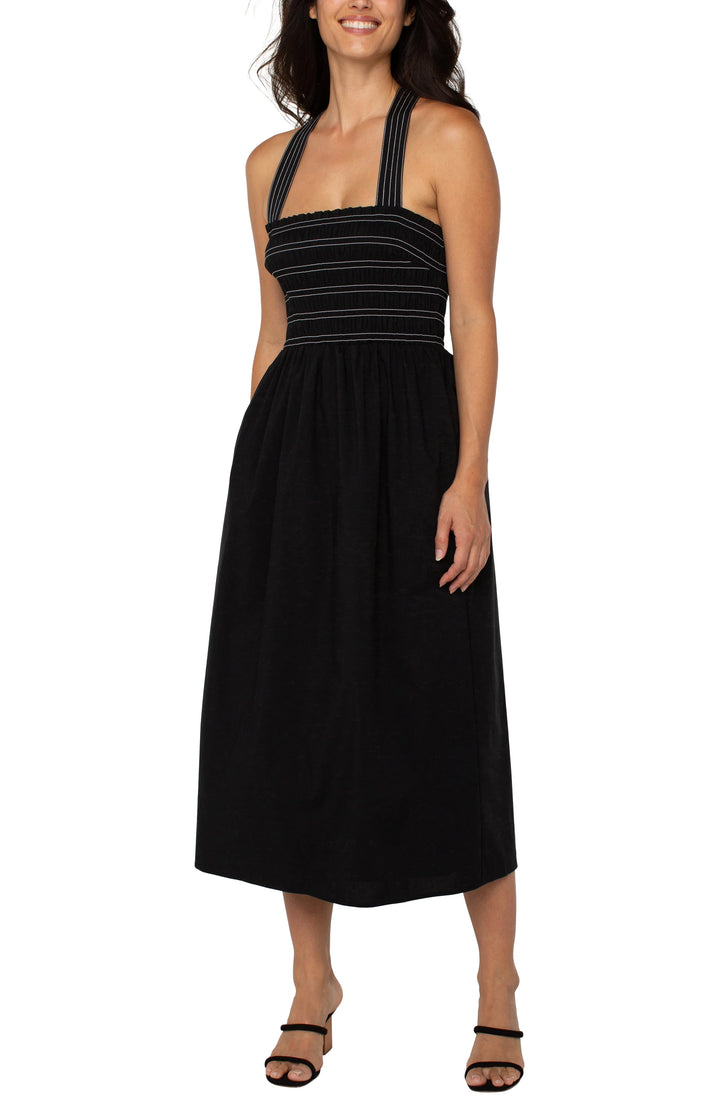 Black Sleeveless Midi Dress