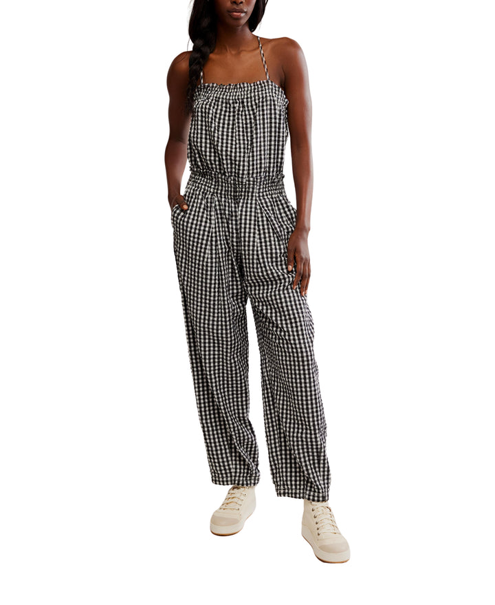 Black Retro Heatwave Gingham One-Piece