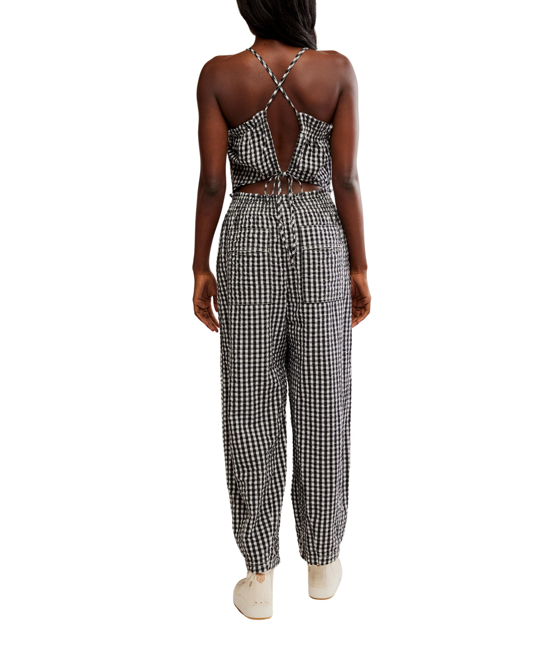 Black Retro Heatwave Gingham One-Piece