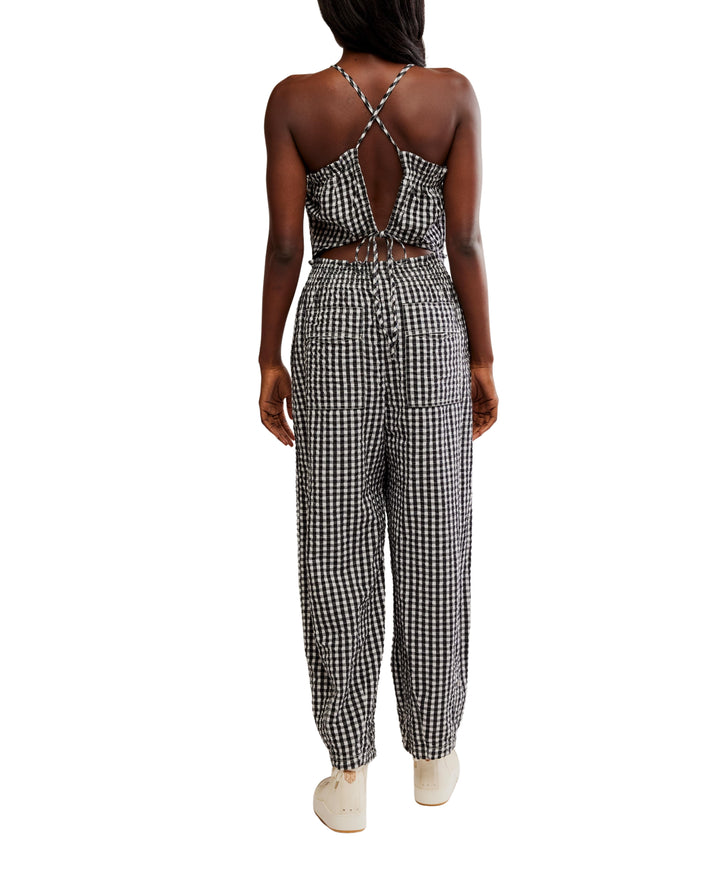 Black Retro Heatwave Gingham One-Piece