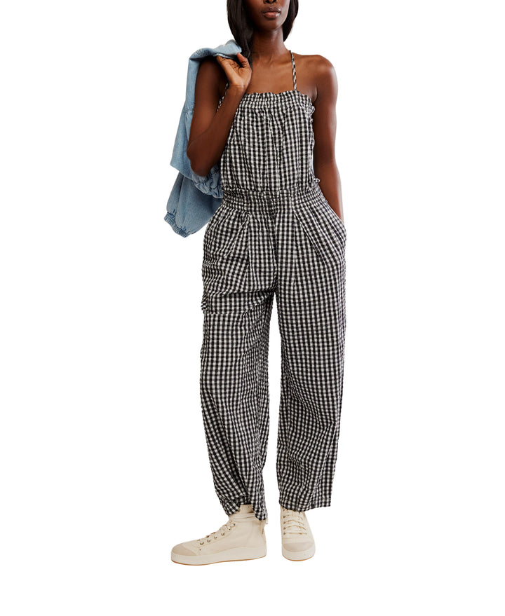 Black Retro Heatwave Gingham One-Piece