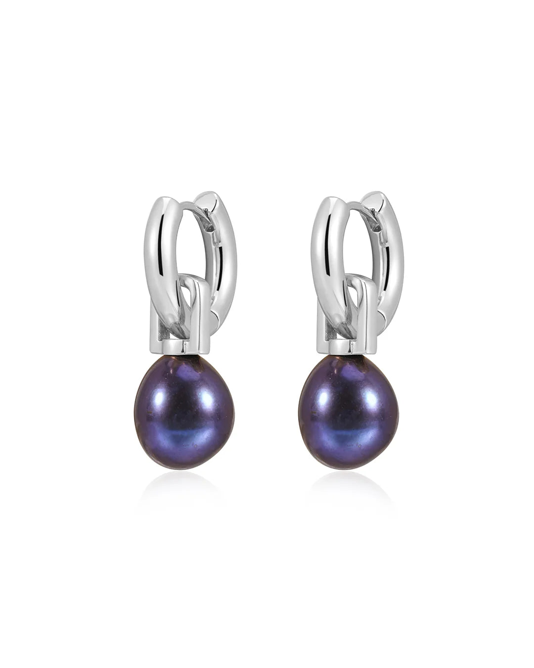 Blue Pearl Amalfi Huggies in Silver - Madison's Niche 