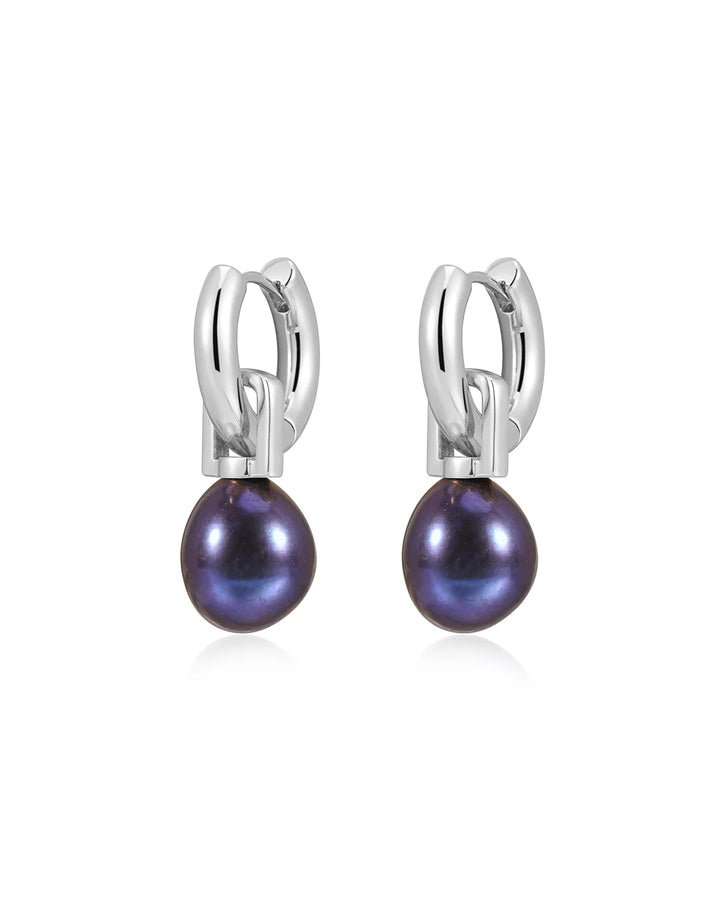 Blue Pearl Amalfi Huggies in Silver - Madison's Niche 