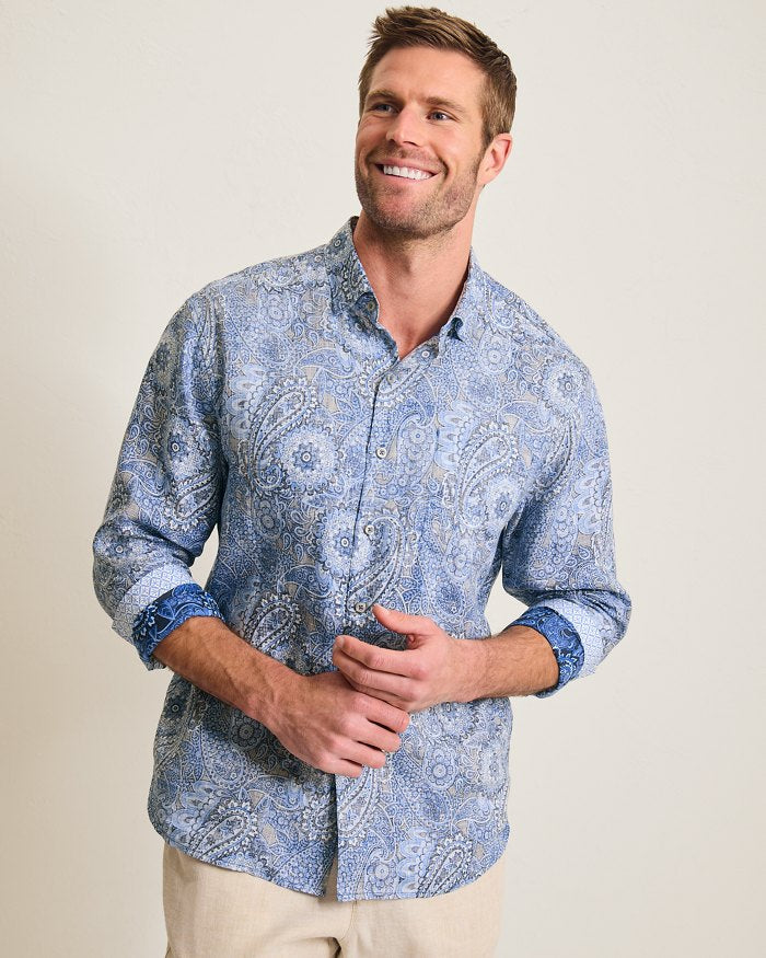 Blue Seas Medallion Linen Shirt