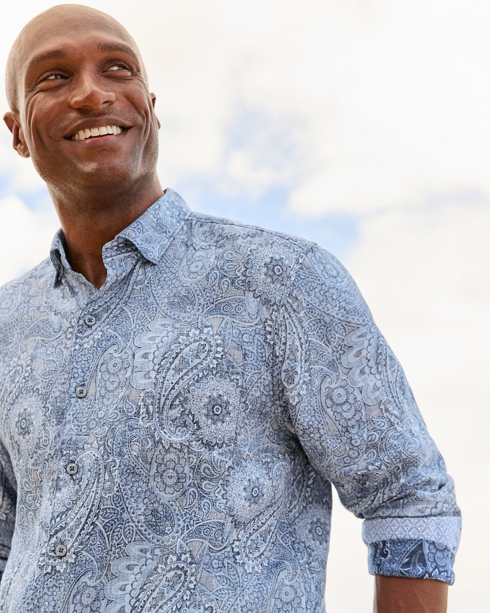 Blue Seas Medallion Linen Shirt
