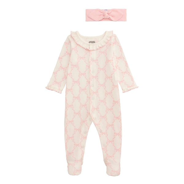 Pink Bow Print Baby Sleeper Madison's Niche 