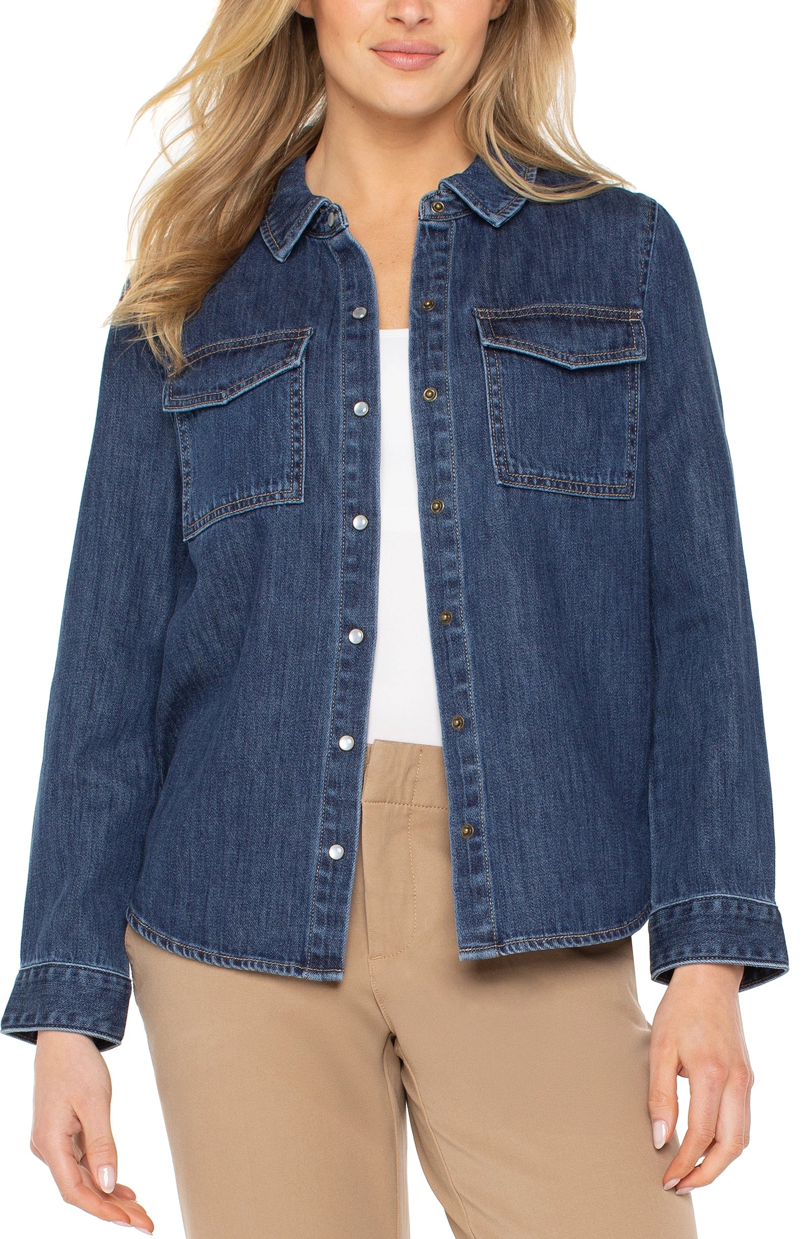 HUECLOSET SAND‐WASHED TRUNKS DENIM JACKET 4BTR1099 Washed Apricot Ike Denim Shirt