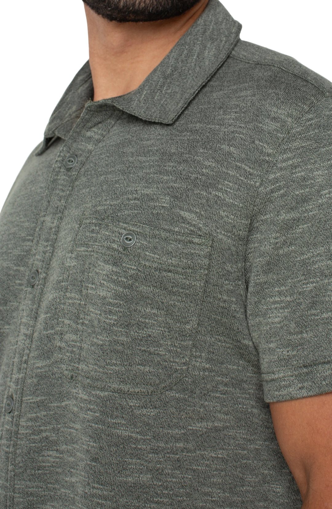 Button Up Short Sleeve Shirt in Heather Sage