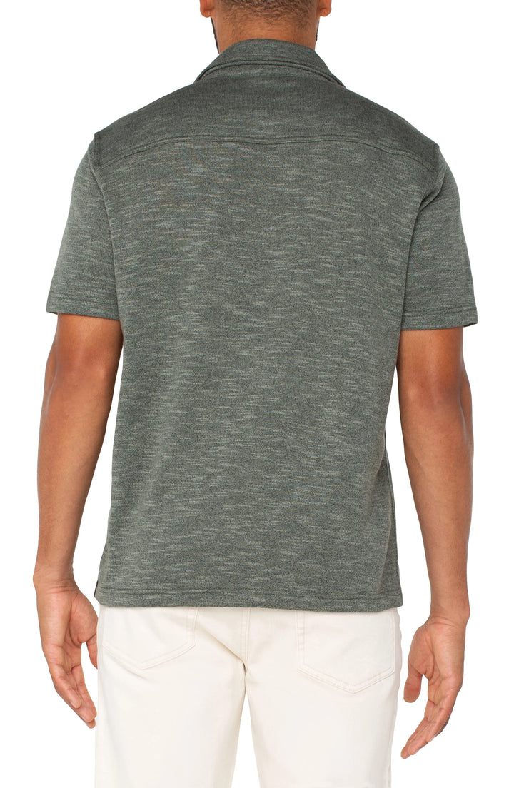 Button Up Short Sleeve Shirt in Heather Sage