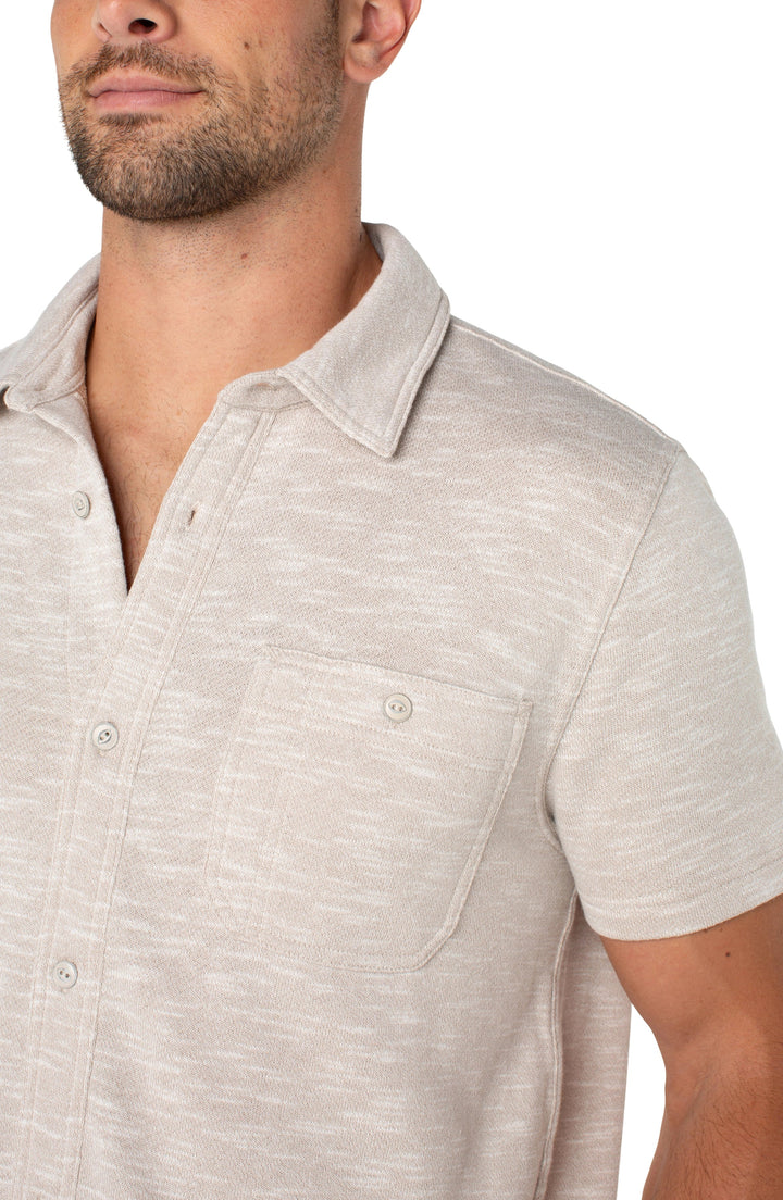 Button Up Short Sleeve Shirt in Oatmeal
