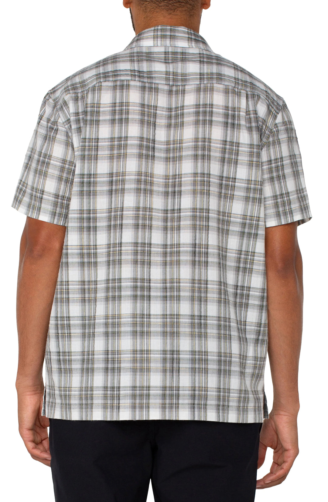 Button Up Short Sleeve Shirt in Sage Grey Multi