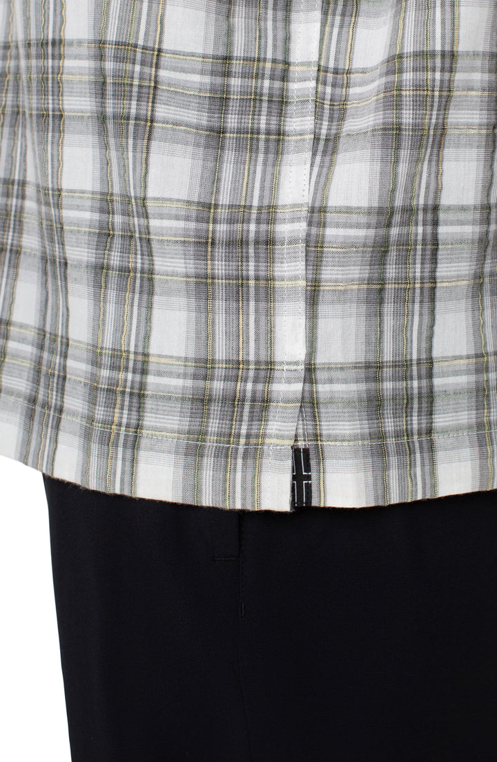 Button Up Short Sleeve Shirt in Sage Grey Multi
