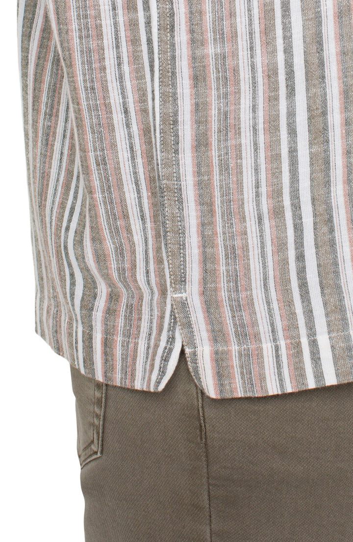 Button Up Short Sleeve Shirt in Sage Multi
