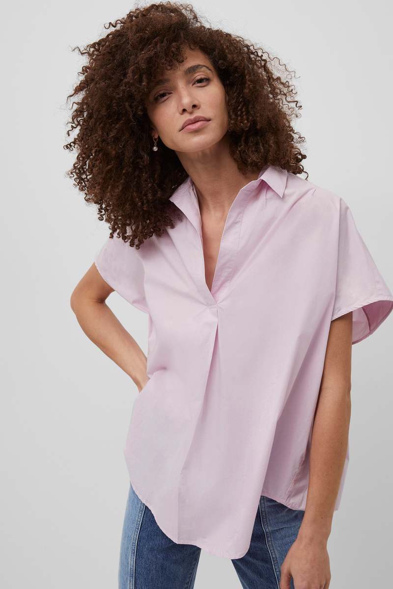 Cele Rhodes Poplin Sleeveless Shirt in Sweet Pink