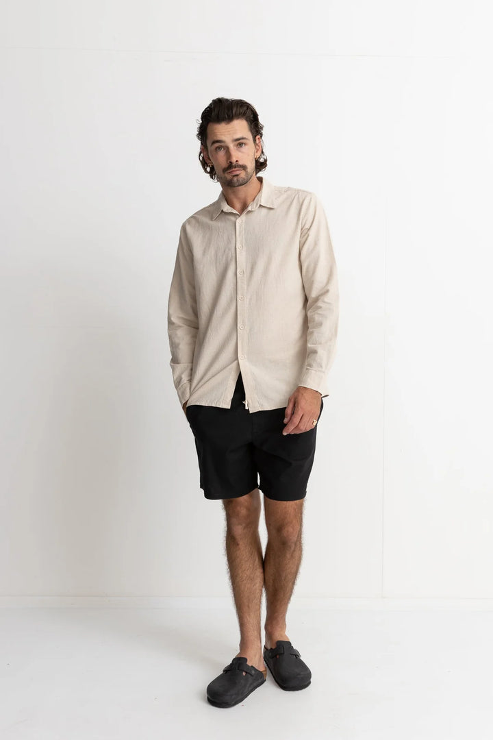 Classic Linen Long Sleeve Shirt in Sand