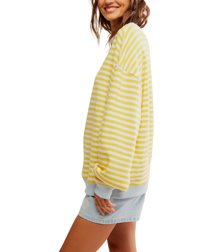 Classic Striped Oversized Crewneck in Dandelion