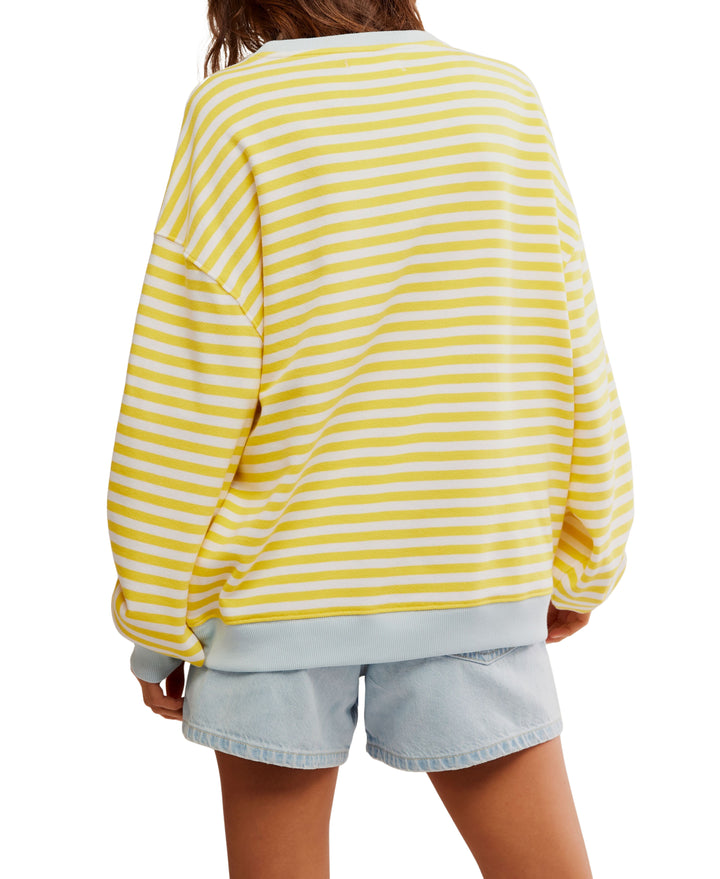 Classic Striped Oversized Crewneck in Dandelion