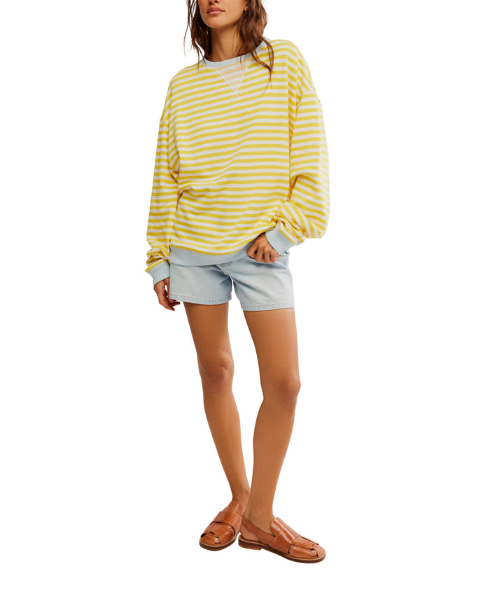 Classic Striped Oversized Crewneck in Dandelion
