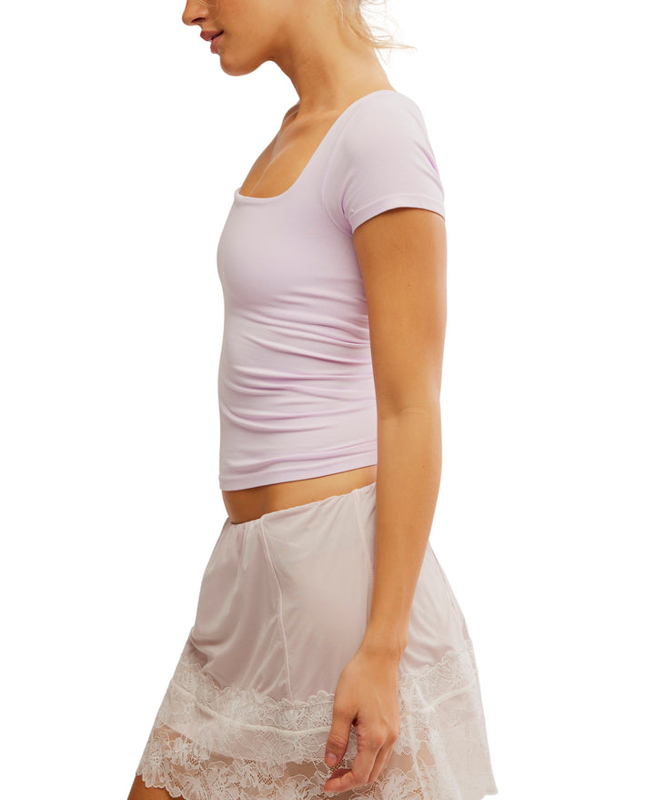Light pink square-neck top