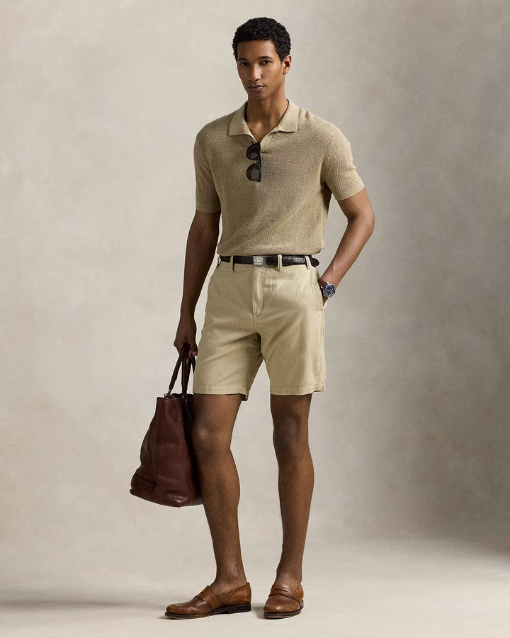 Coastal Beige Classic Fit Linen-Cotton Short
