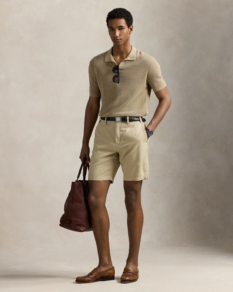 Coastal Beige Classic Fit Linen-Cotton Short