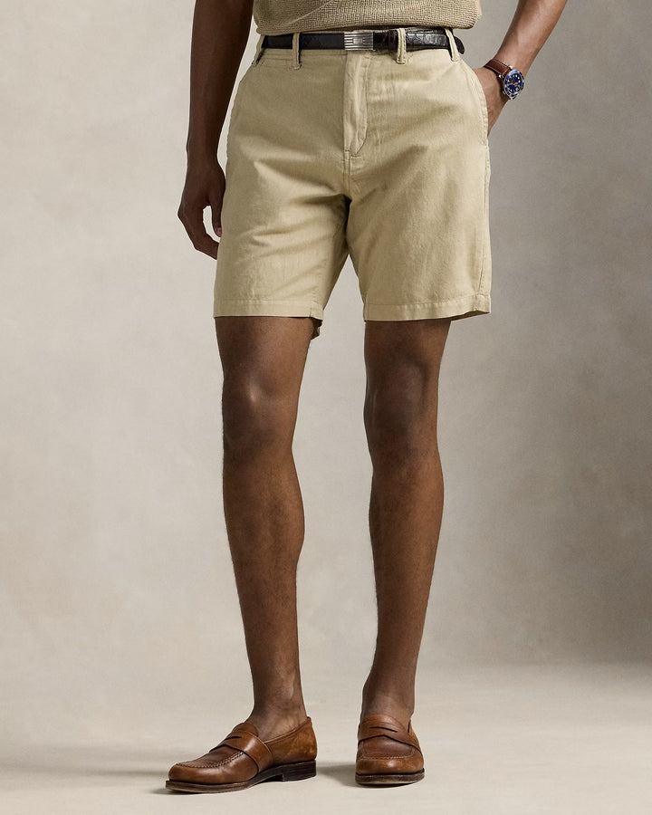 Coastal Beige Classic Fit Linen-Cotton Short