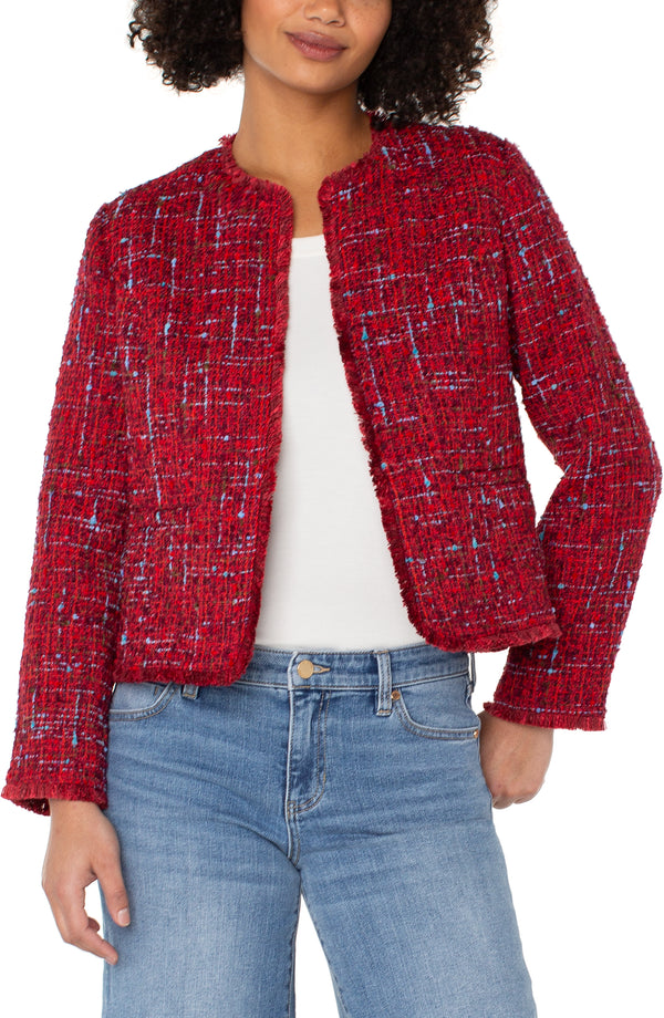 Collarless Jacket in Red Madison's Niche 