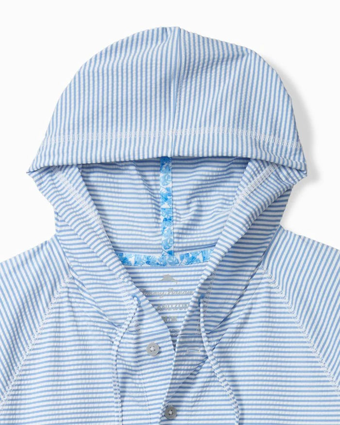 Costa Wave Starboard Stripe Hoodie in Cabo Blue