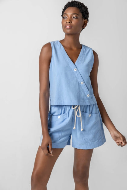 Cross Front Sleeveless Top in Malibu