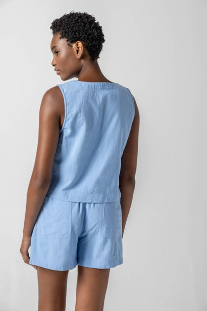 Cross Front Sleeveless Top in Malibu