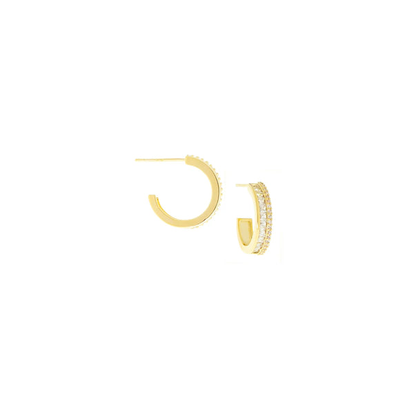 Crystal Baguette Post Hoop in Gold Madison's Niche 