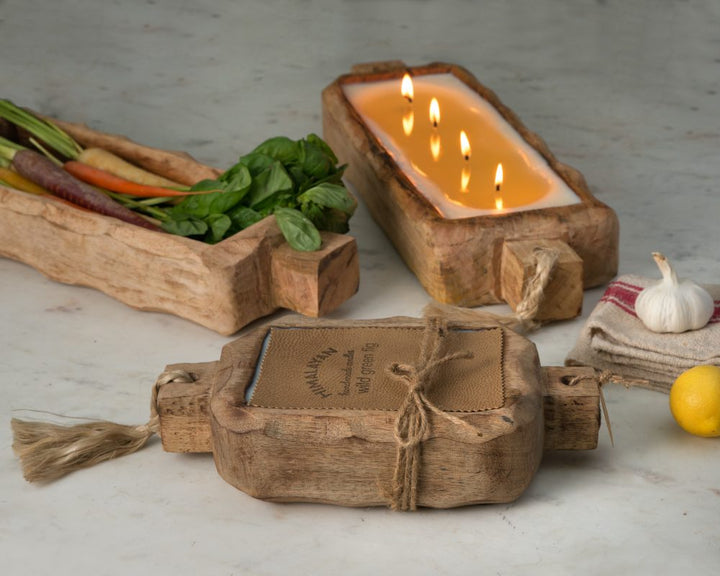 Ginger Patchouli Small Driftwood Candle Tray - Madison's Niche 