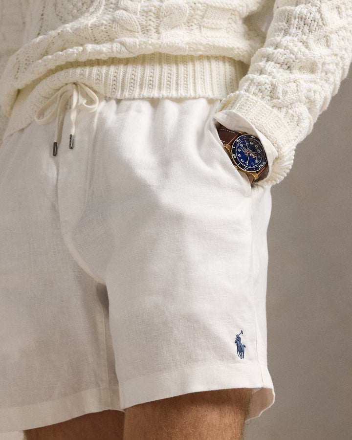 Deckwash White Polo Prepster Linen Short