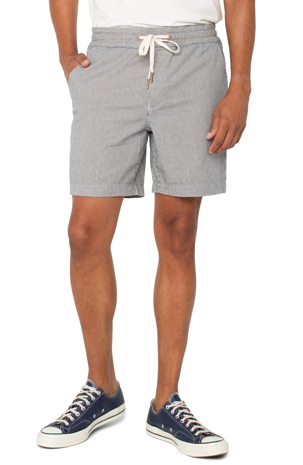 Drawstring Short in Ecru Navy Madison's Niche 