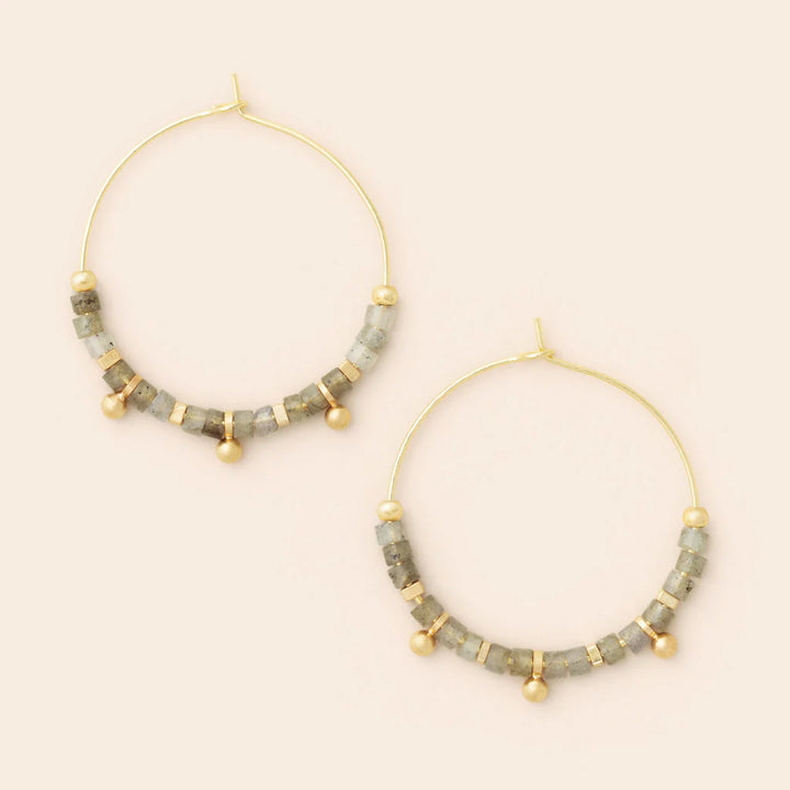 Stone Disc Hoop- Labradorite