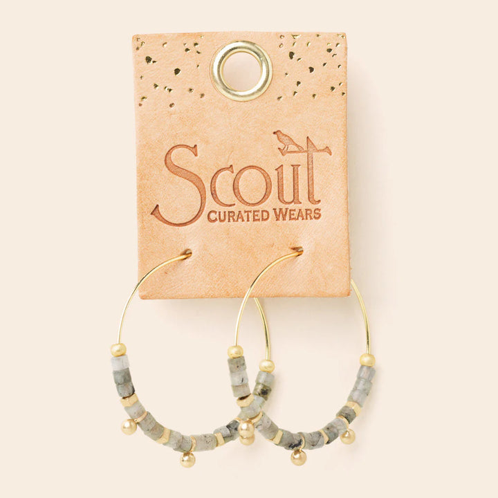 Stone Disc Hoop- Labradorite