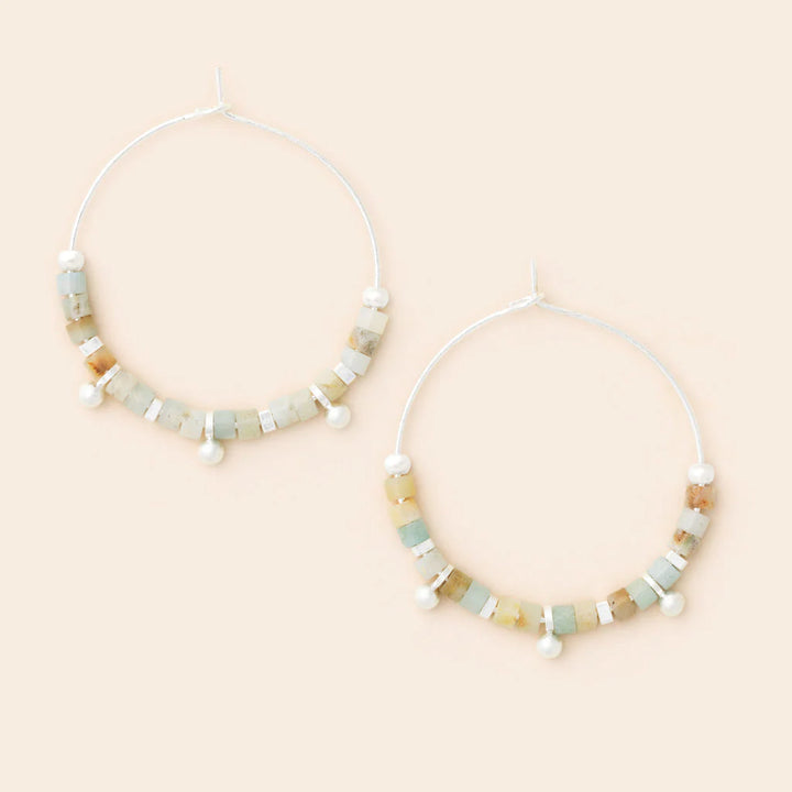 Stone Disc Hoop- Amazonite