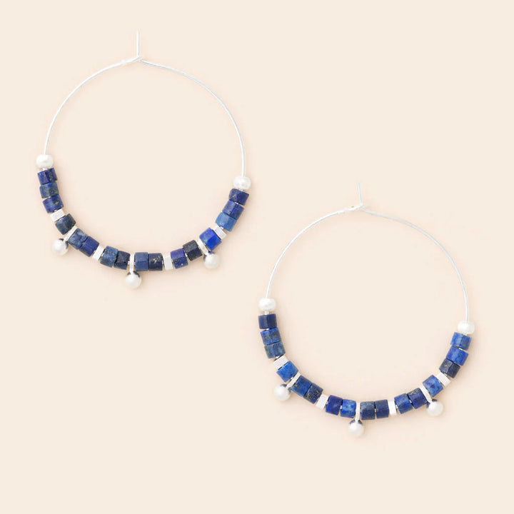 Stone Disc Hoop- Lapis