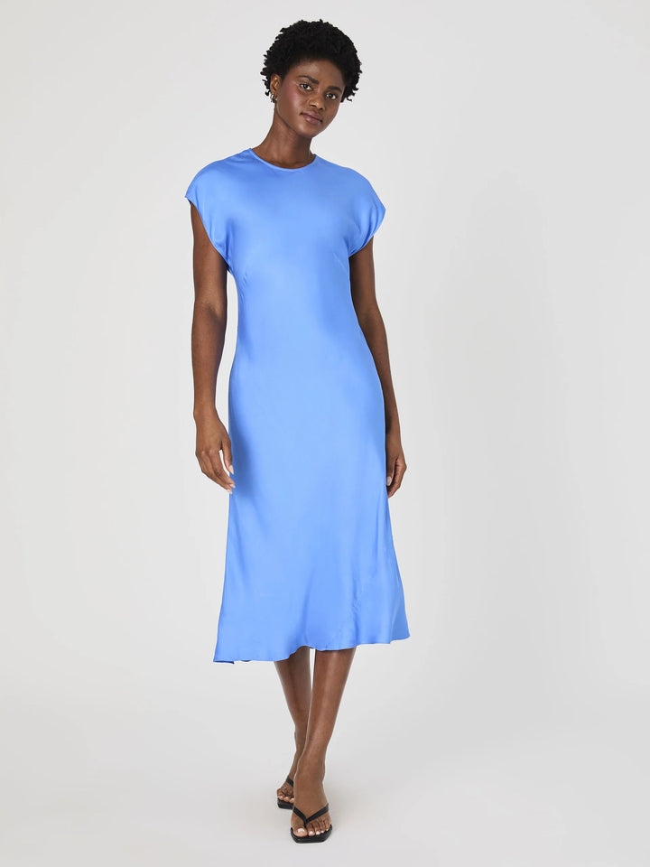 Ennis Satin Column Midi Dress in Ultramarine