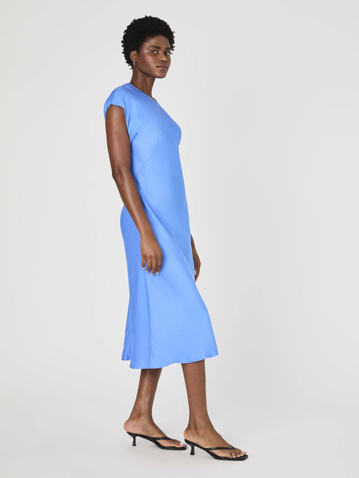 Ennis Satin Column Midi Dress in Ultramarine
