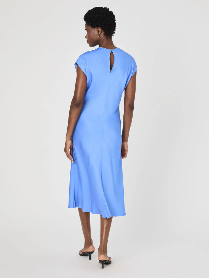 Ennis Satin Column Midi Dress in Ultramarine