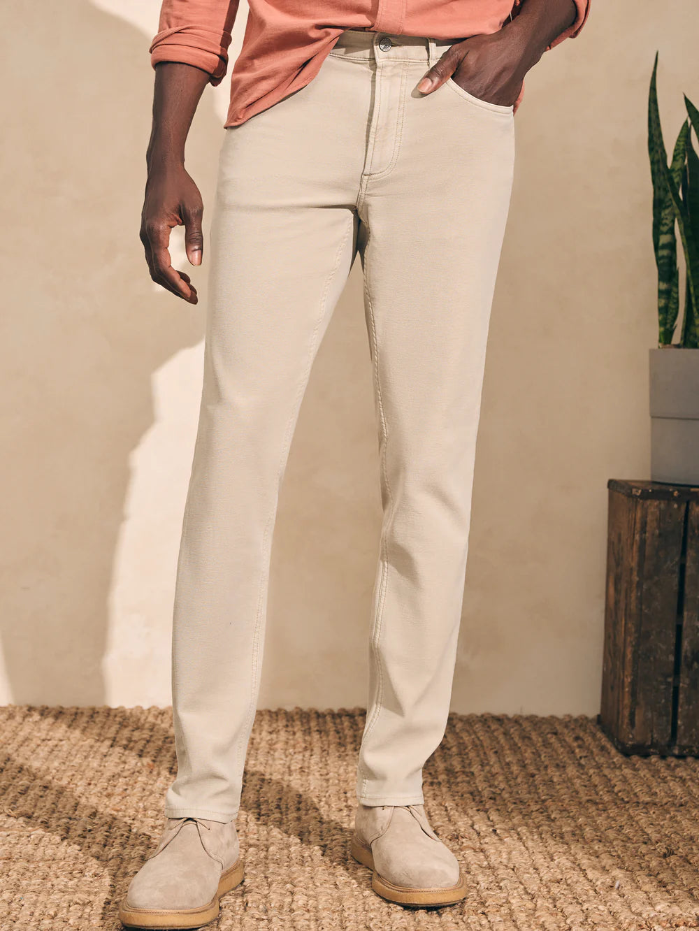 Stretch Terry 5 Pocket Pant in Stone - Madison's Niche 